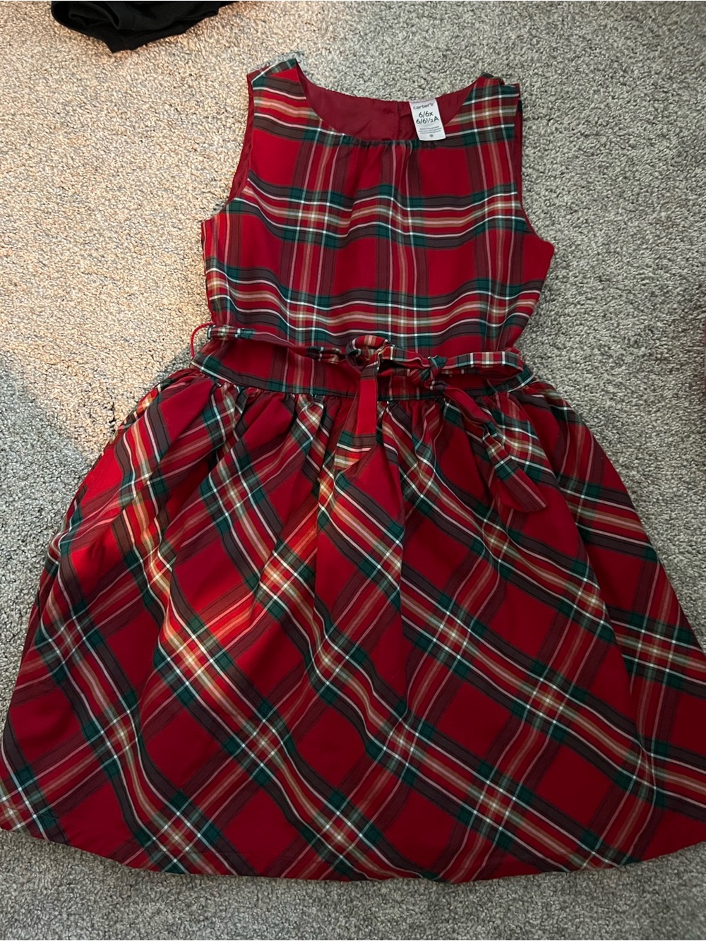 Girls Red Plaid Holiday Sleeveless Dress